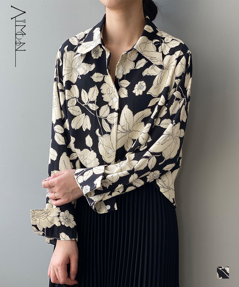 花柄シャツブラウス レディース レトロ風 – Aimoon