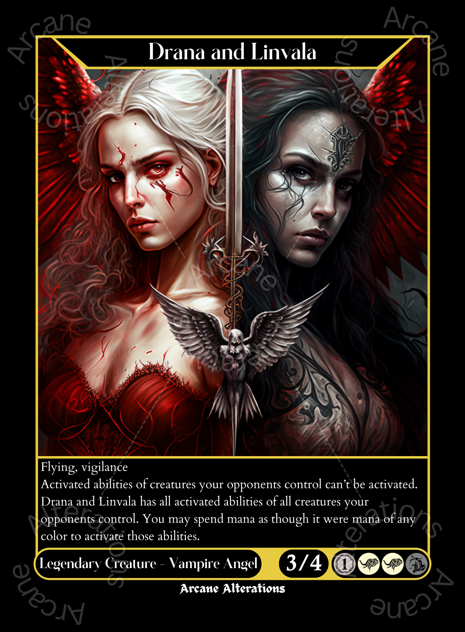 Drana and Linvala - High Quality Altered Art Custom Proxy Cards