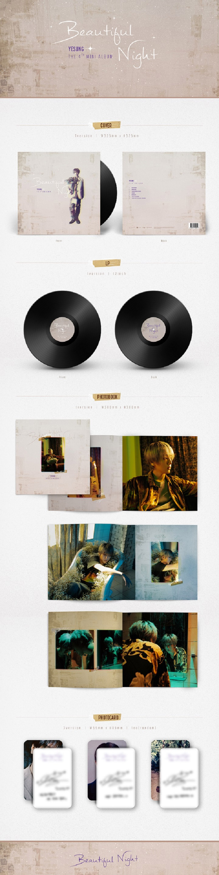 LP] YESUNG 4th Mini Album - Beautiful Night LP