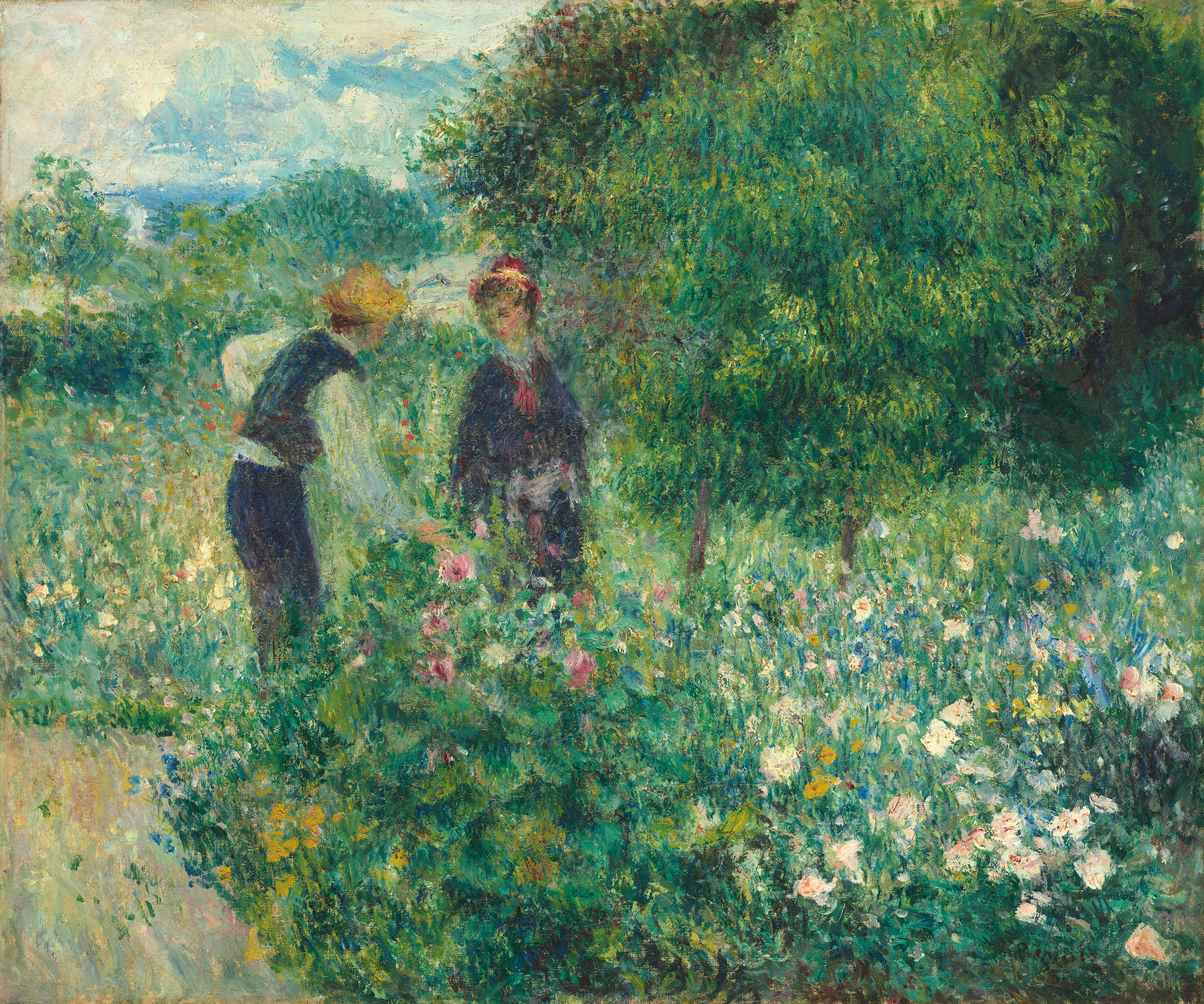 Pierre-Auguste Renoir, 1875 - Picking Flowers - fine art print