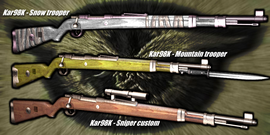 Kar98K Snow,mountain,Sniper model - モーゼル・M1898騎兵銃 雪中戦