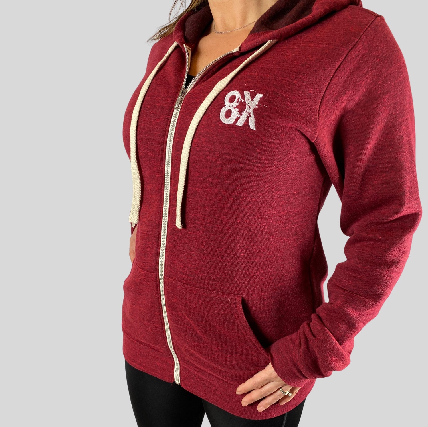 EVERYDAY | The VLAD | Full Zip Embroidered 8X Hoodie | Cardinal