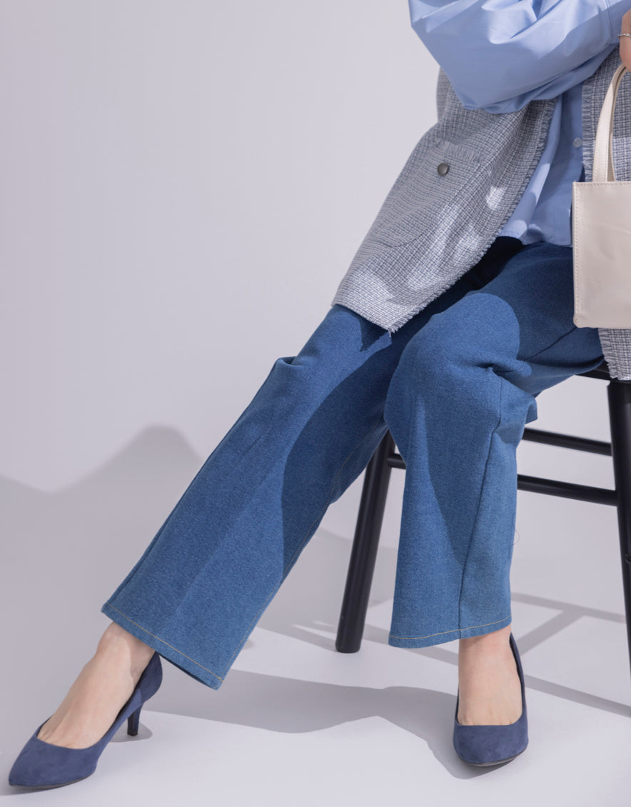 147_ichi_yon_nana】ハイウエストセンタープレスデニム｜低身長さん