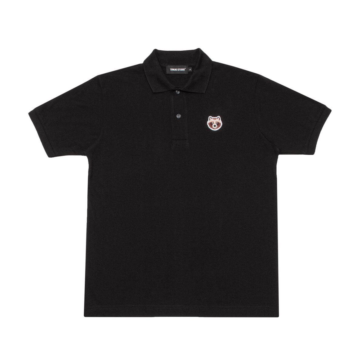 TANUKI Wappen Polo Shirt - Cotton Black – TANUKI STUDIO