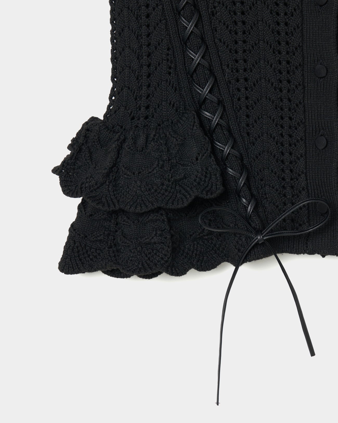 lace up ribbon knit camisole Black【stock】 – tanakadaisuke