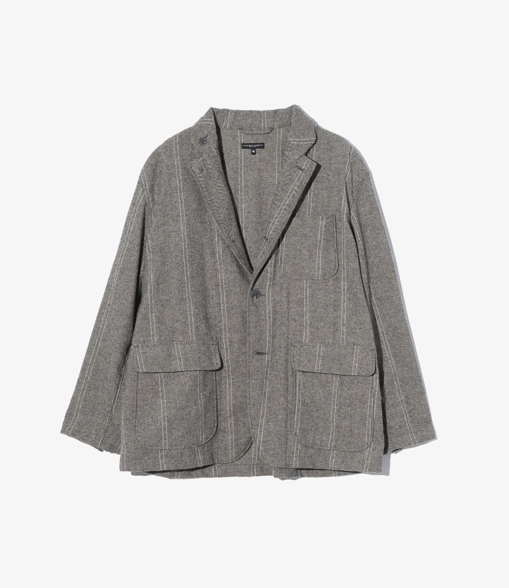 Engineered Garments Loiter Jacket - Lt. Grey Wool Striped HB