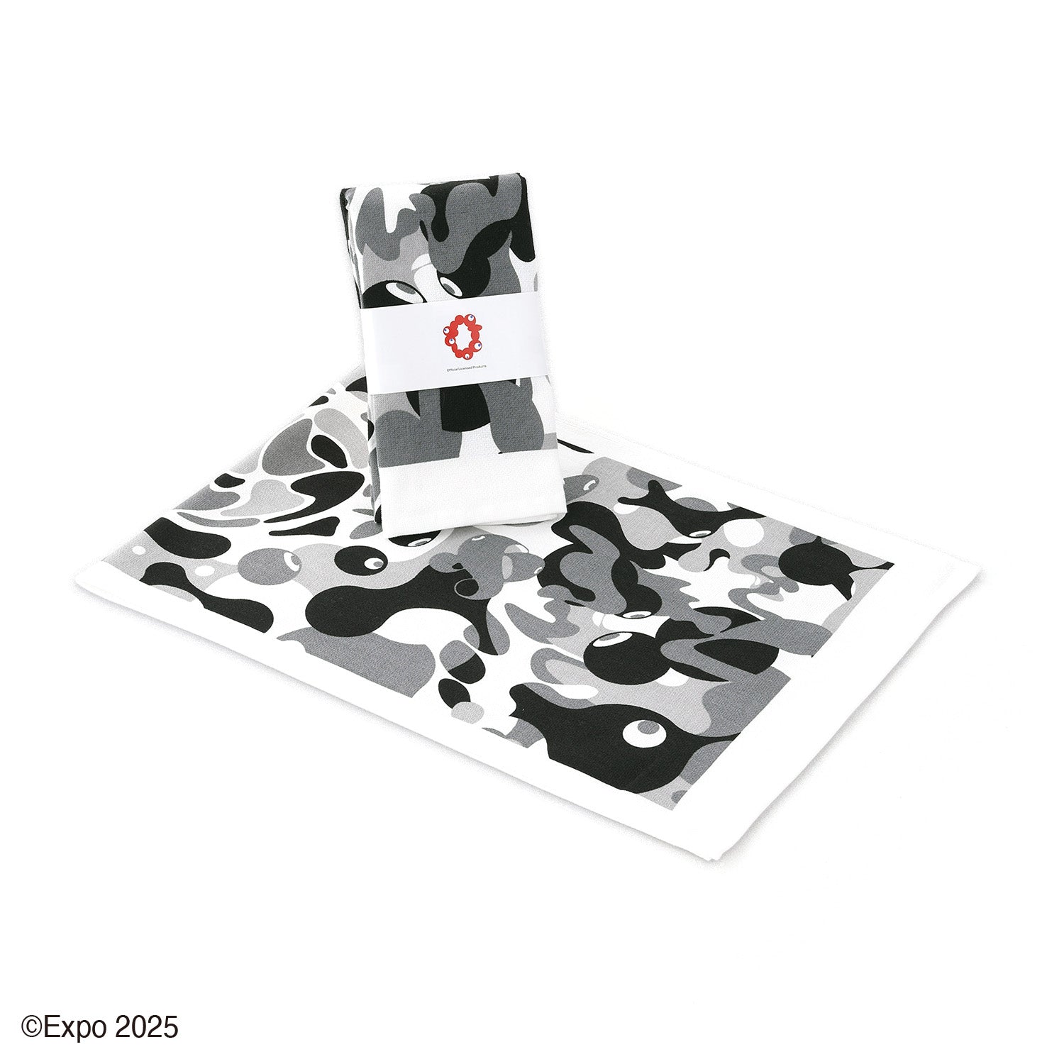 2025大阪・関西万博』 モノクロミャクミャク8 タオル手ぬぐい（帯巻き
