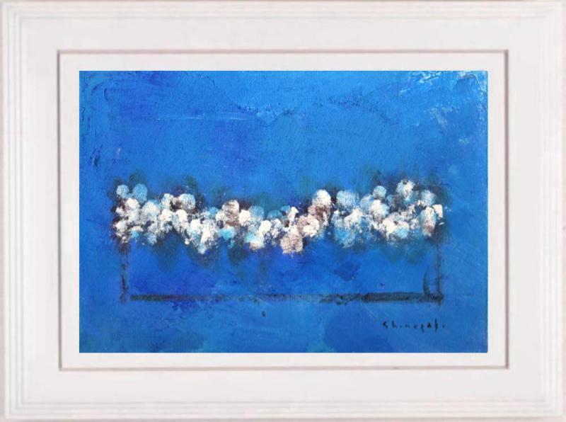 楽天市場】篠崎晴夫 青い背景の白い花・3 花 絵画 静物画 蝶 絵 油絵