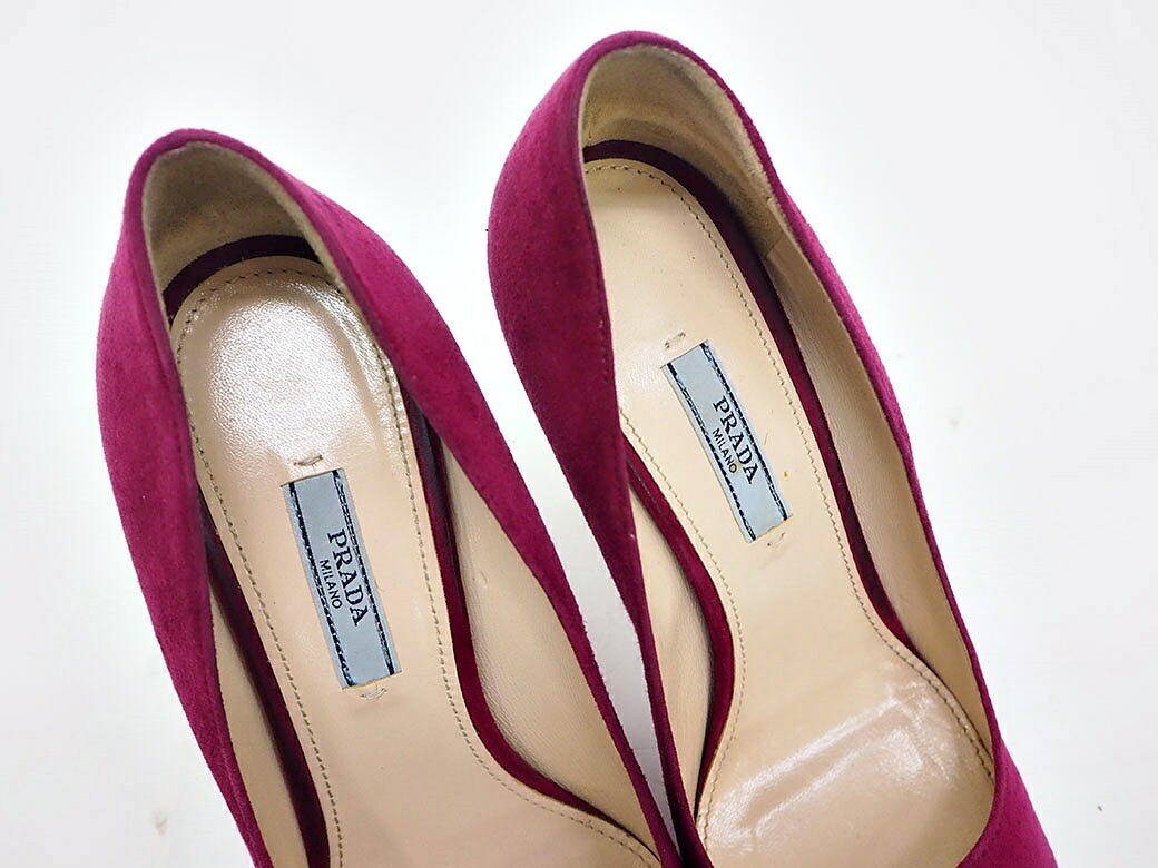 楽天市場】プラダ PRADA パンプス ピンヒール スエード ピオニー