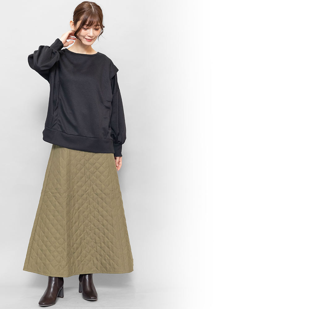 楽天市場】【25%OFFクーポン☆】キルティングフレアスカート ロング丈