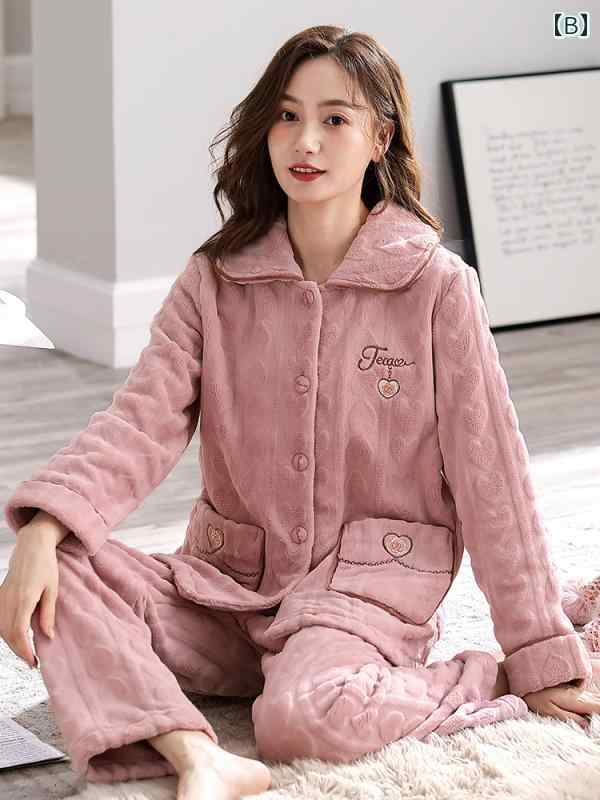 楽天市場】パジャマ レディース 冬 春秋 コーラル 厚手 もこもこ