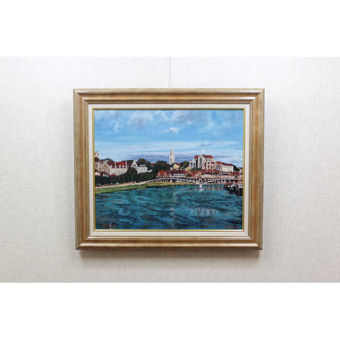 楽天市場】絵画 小川博 油絵・油彩画 『外国風景』 川 建造物 橋 空 街