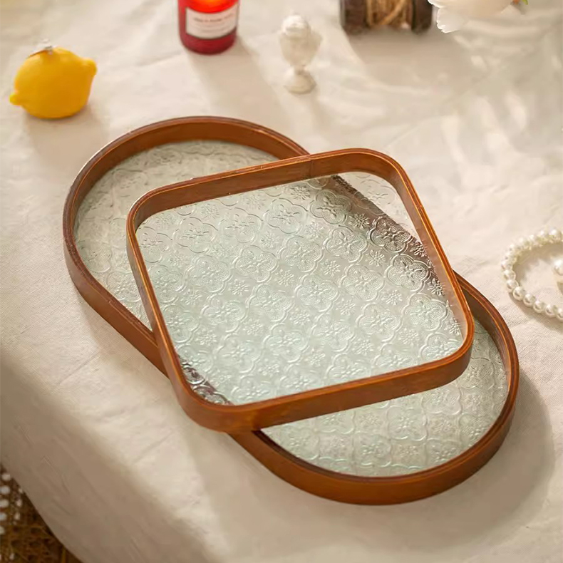 楽天市場】IwaiLoft 花海堂柄 フローラガラス トレー トレイ 木製