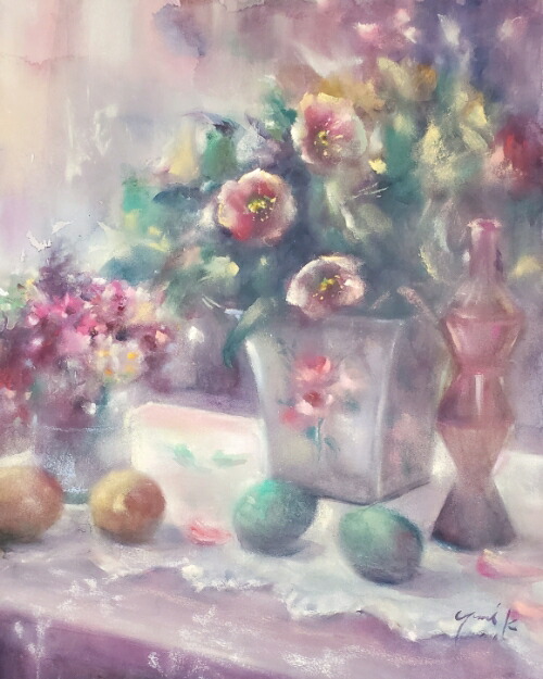 楽天市場】絵画 原画 「雨上がりを待つ窓辺」 水彩/パステル F6