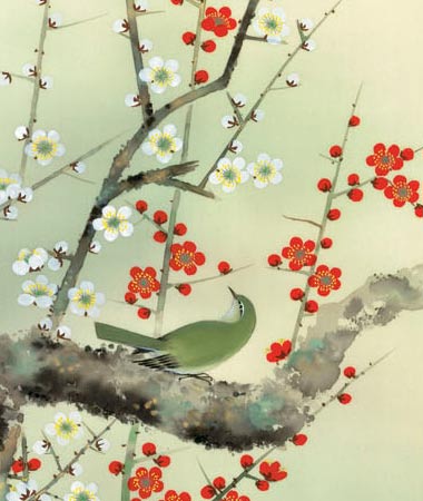 楽天市場】掛け軸 紅白梅に鶯 (根本孝逸) 送料無料 掛軸 : 掛け軸
