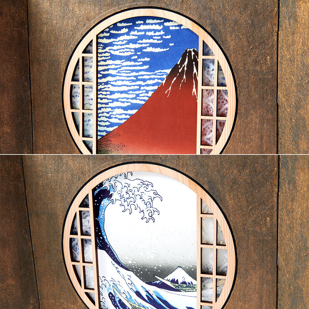 楽天市場】屏風 鑑賞屏風 観音開き 両面表 円相 円窓 葛飾北斎 手漉き