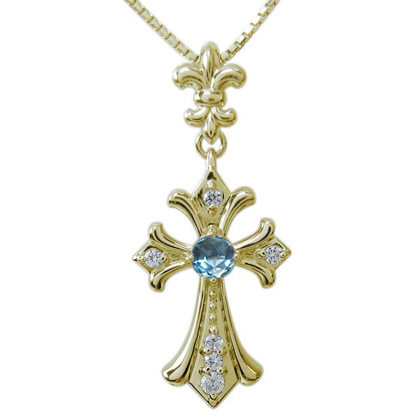 楽天市場】ブルートパーズ メンズ ネックレス K18 クロス 11月 誕生石