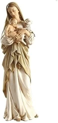 楽天市場】子羊と聖母子（聖母マリアとキリスト）彫像 彫刻/高さ約