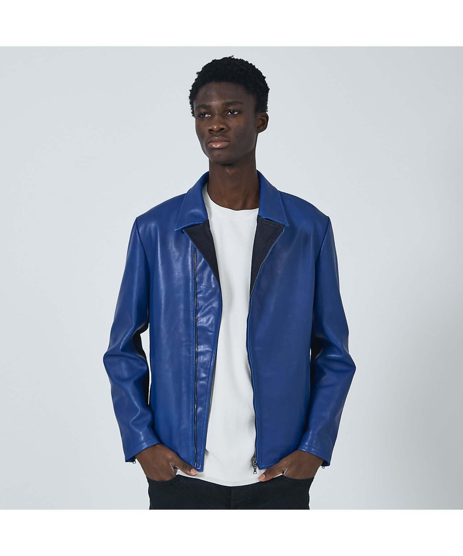 5351POUR LES HOMMES｜【レザー*デニム】セミダブル ライダース