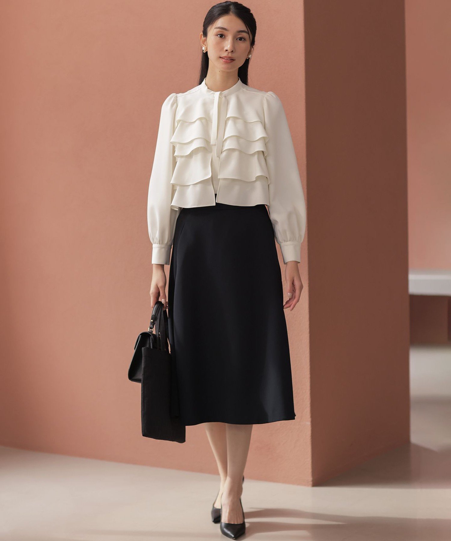 組曲｜【KUMIKYOKU NAVY】コンフォータブルドレープ フリルブラウス