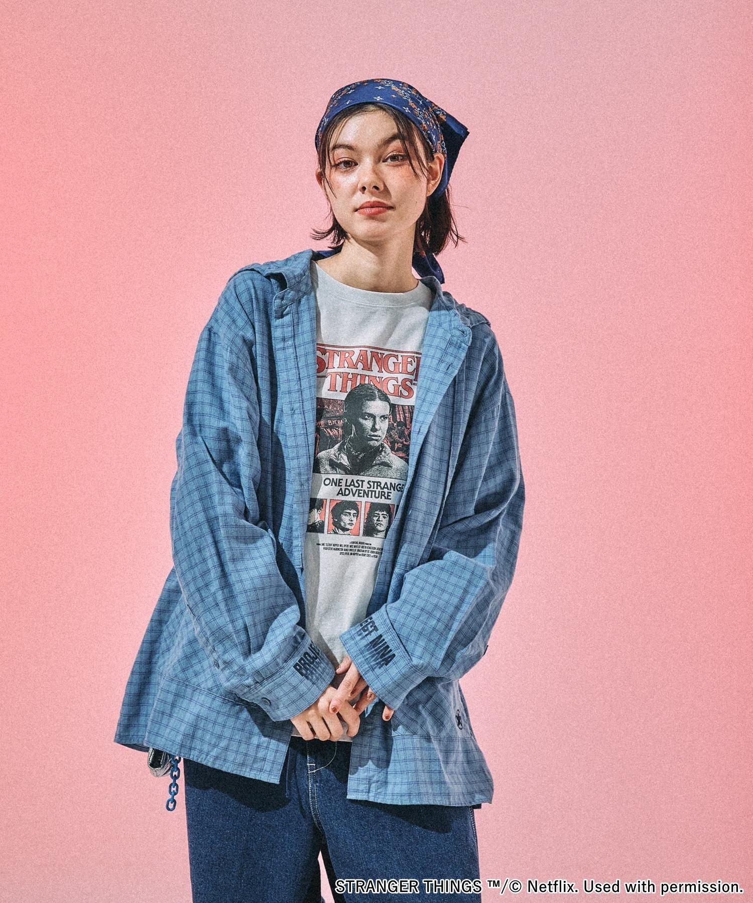 niko and ｜【STRANGER THINGS】コラボ チェックフードシャツ