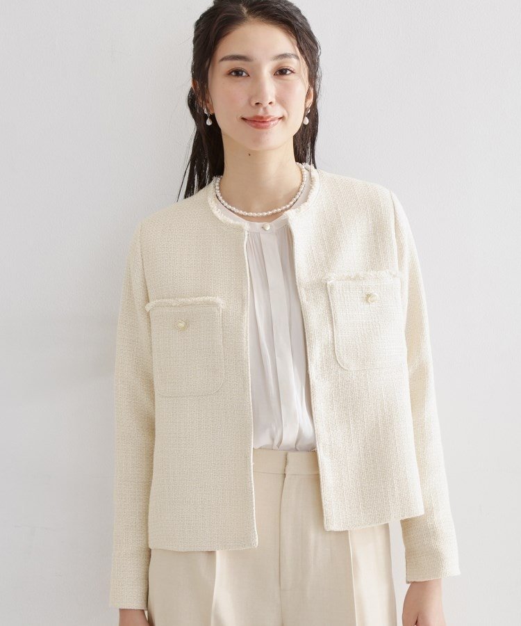 THE SHOP TK｜【通勤・セレモニー】ツイードノーカラージャケット