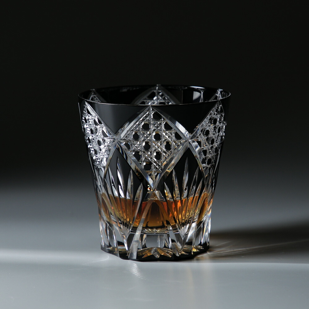 楽天市場】田島硝子 江戸黒切子 ロックグラス 江戸切子 オールド 八角