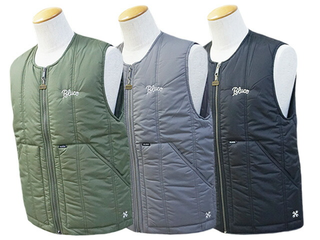 楽天市場】全3色【BLUCO/ブルコ】2024AW「Crew Neck Quilting Vest