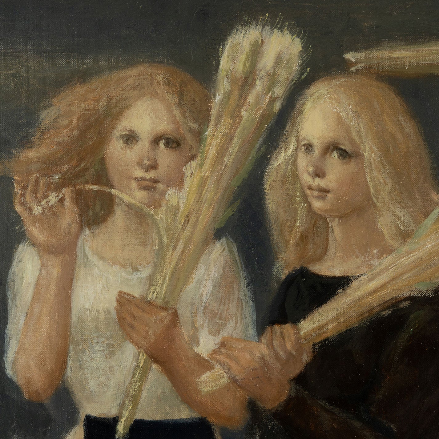 芝田米三、童女と手まり、希少画な集画、状態良好、新品高級額・額装付