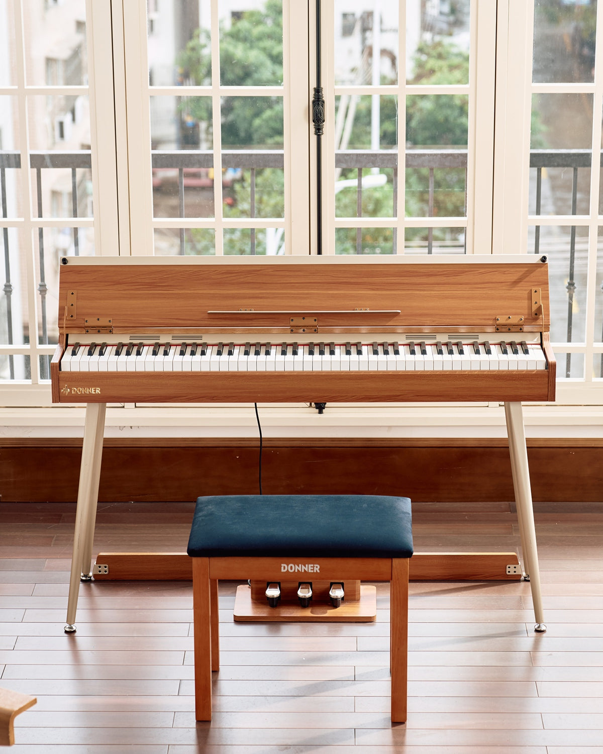 DDP-80 PLUS 88 Key Weighted Wooden Digital Piano with Cover Donner