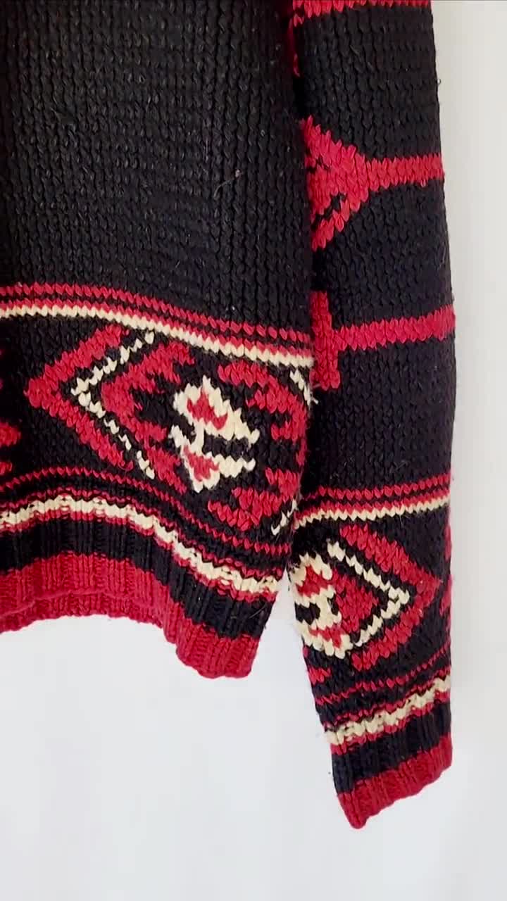 Polo Ralph Lauren 1990s Vintage Handknit Navajo Skull Shawl Collar