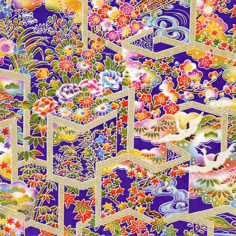 手染友禅紙（菊全判）1000×660 屏風絵 紫 | 谷口松雄堂
