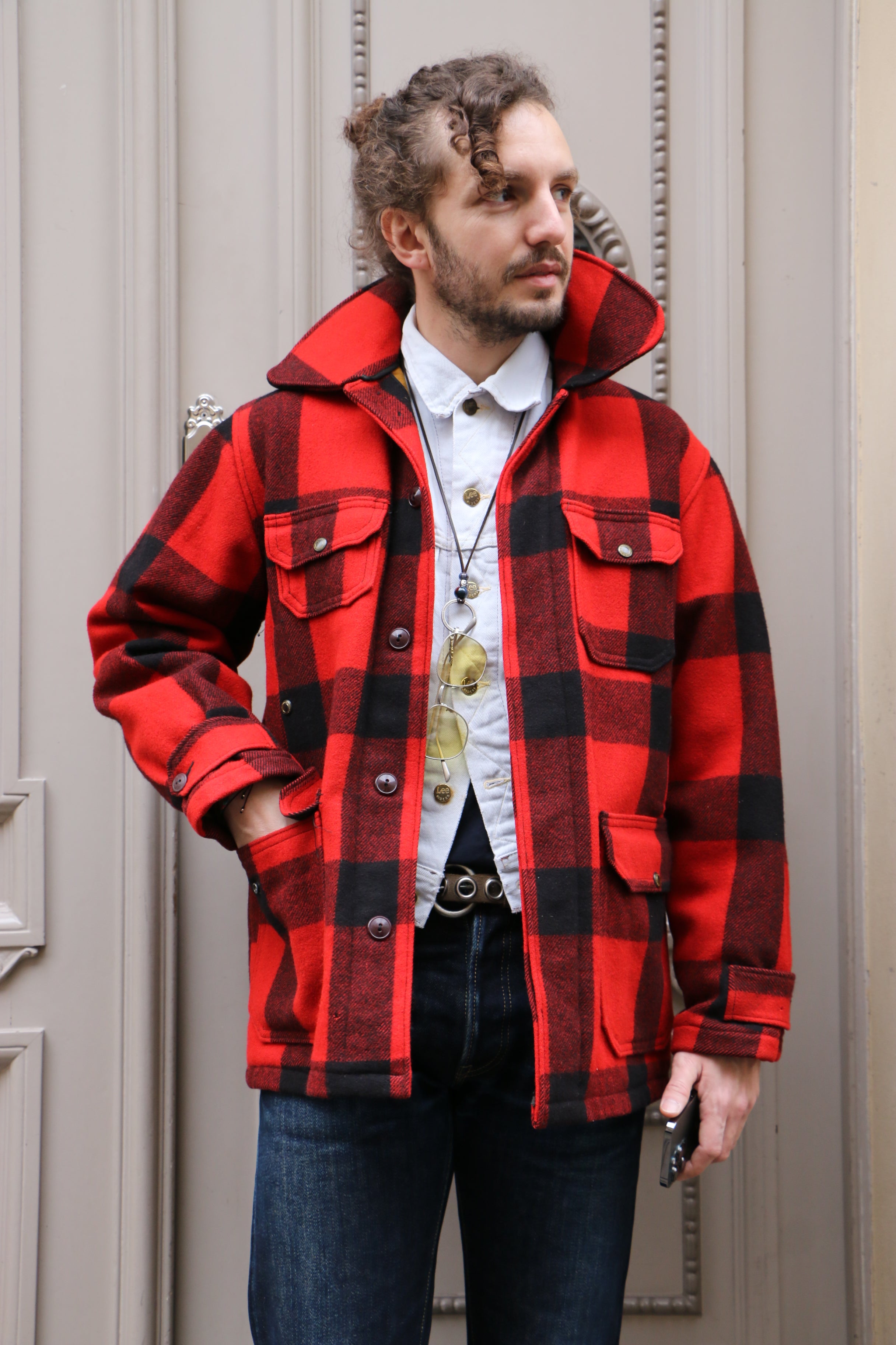 Woolrich Red and Black Plaid Jacket 60s ~ Vintage Store Clochard92.com