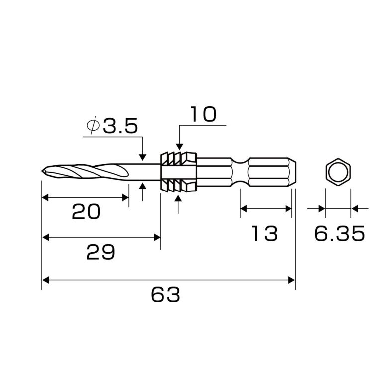 グリップ付下穴錐ショート3.5mm | ANEXブランドのドライバー・工具