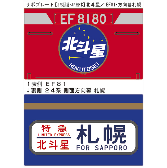 サボプレート【JR北海道・JR東日本】北斗星／EF81_方向幕札幌 商品