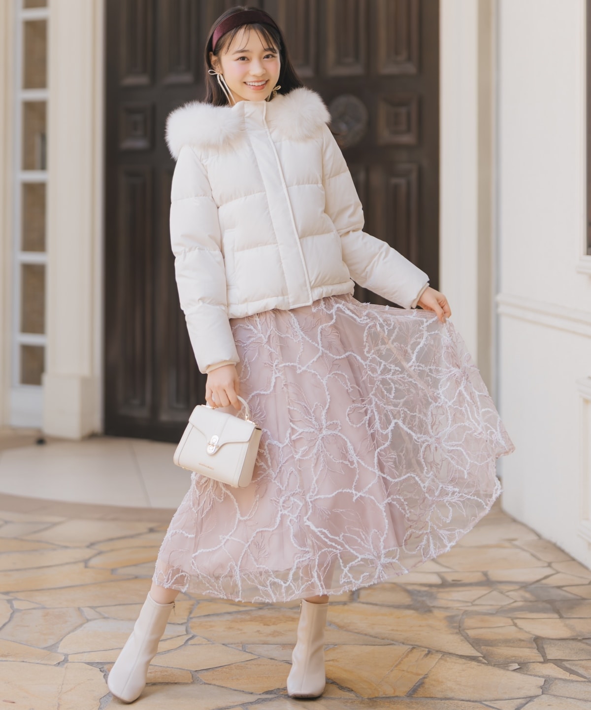 ファー付きショートダウン