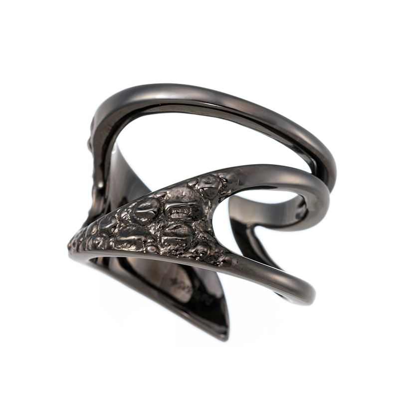 GSTV パラジウムシルバー950 クロコ エレメンタル リング