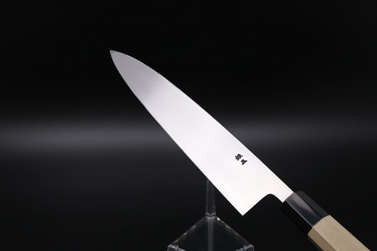 身卸 銀三 240mm 鍛造 霞仕上 平鏡面 鞘付き-歌舞伎ナイフ