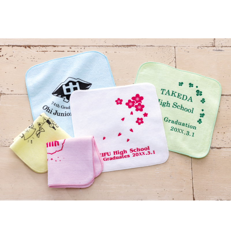 ミニタオル【レギュラープリント】【白】｜もらって嬉しい 卒業記念品