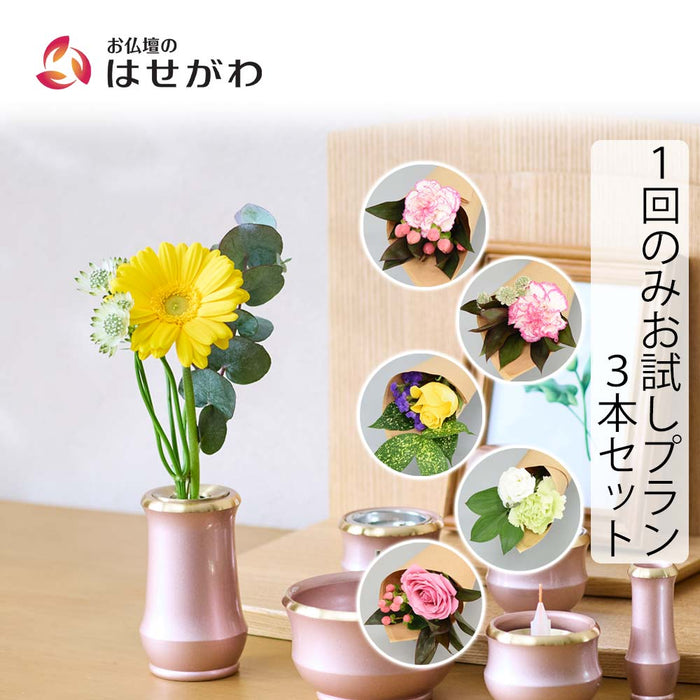 仏花の定期便(1回のみお試しプラン) 3本セット | お仏壇のはせがわ公式通販