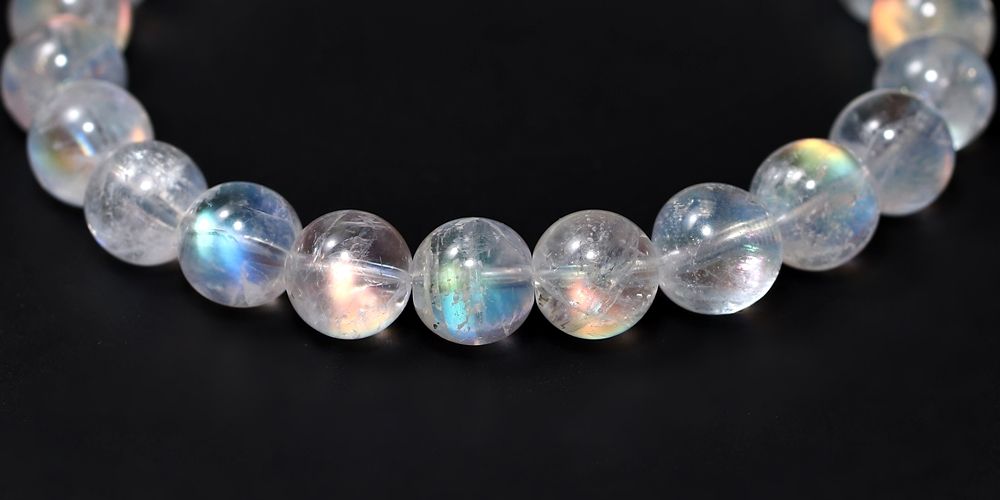 高品質++]別鉱床マダガスカル産ホワイトラブラドライトブレスレット