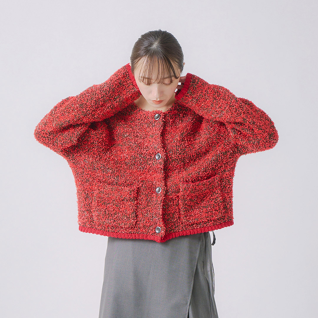 whyto ホワイト ミックス テープヤーン ニット ジャケット “mix