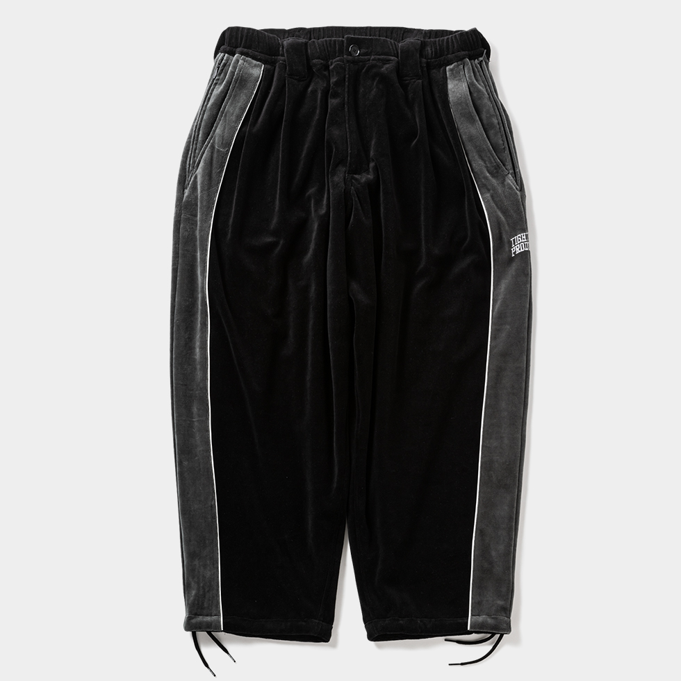20%OFF】TIGHTBOOTH/VELOUR PIPING BALLOON PANTS（Black）［ベロア