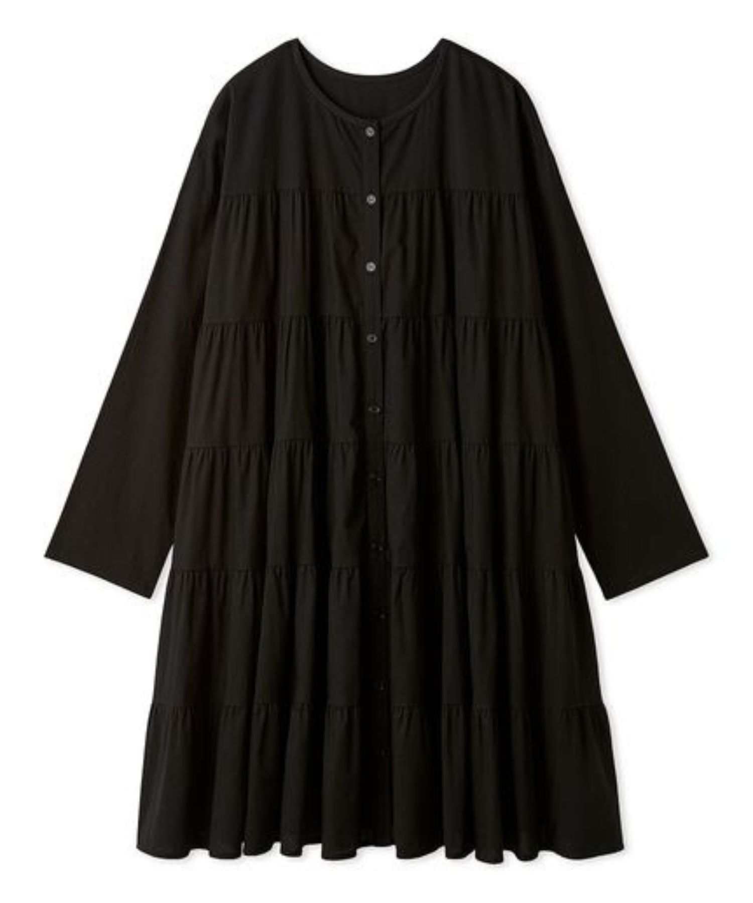 Mila Owen - 2WAYティアードチュニックブラウス (ブラック) 綿 / 軽い