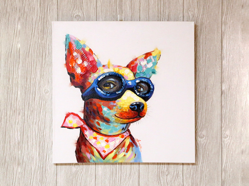 ドッグウィズパイナップル 80x80cm アート - アート・インテリア絵画の