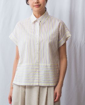 NARACAMICIE】幾何柄サテンボウタイ付長袖ブラウス フェミニン 30-52