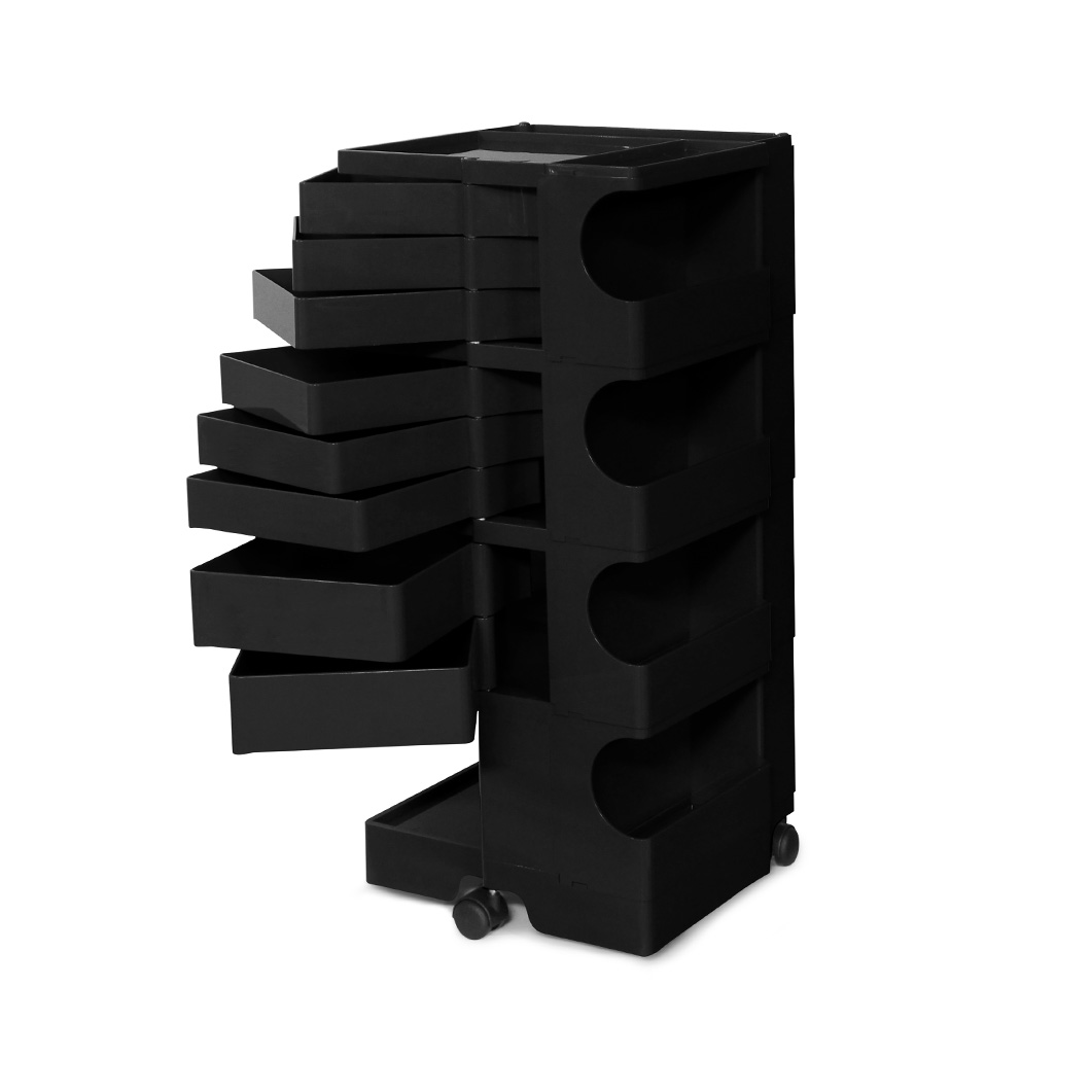 ボビーワゴン 4段8トレイ ブラック(ブラック)：ホーム