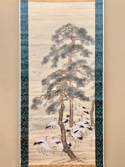 山本梅逸 群鶴之図｜古美術・掛け軸の販売・買取・鑑定-松本松栄堂