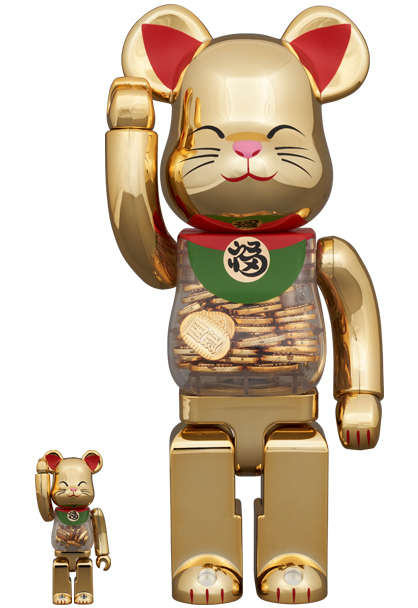 招き猫 BE@RBRICK 桃金メッキ100％ - BE@RBRICK 招き猫 ペコちゃん 桃