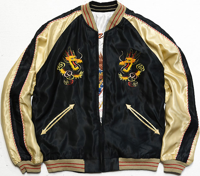 テーラー東洋スカジャン【DRAGON×JAPAN MAP】リバーシブルサテンスカ